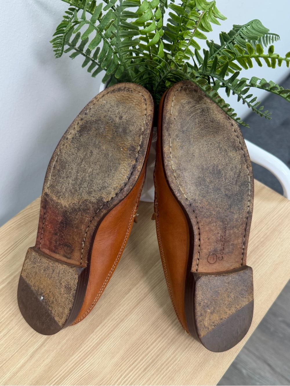 Cole Haan Women's Leather Slip-On Loafers - Cognac Tan Sz 8B - Picture 8 of 9